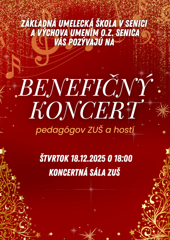 Pozvánka na Benefičný koncert pedagógov ZUŠ a hostí